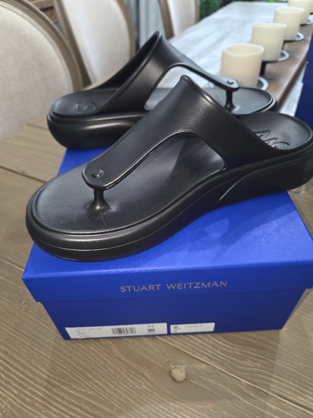 NEW Stuart Weitzman Black Eva Strap Jelly Slide Sz 9